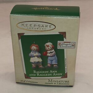 Raggedy Ann and Raggedy Andy Miniture Ornaments